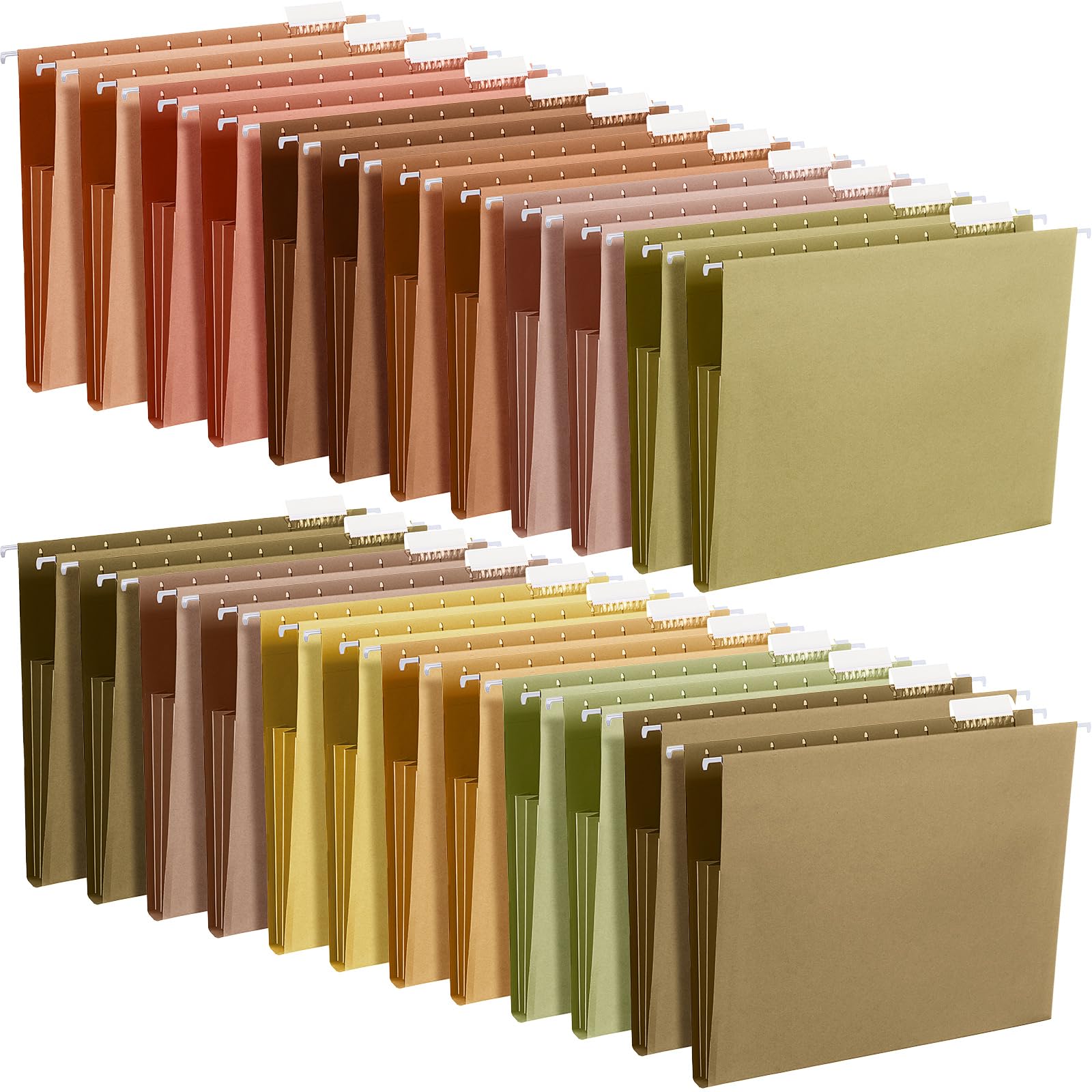 24 Pack Hanging File Folders Letter Size File Cabinet Folders Expandable File Hanging Folders with Tabs Colored File Folders Organizer for Filing Cabinet School Work Home Office (Warm Color)