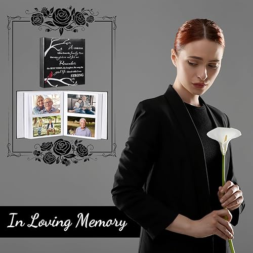 Miniatura 5 de ReliThick Álbum de fotos funerario con capacidad para 200 unidades de 4 x 6 pulgadas, álbum de recuerdos de cuero, álbum de recuerdos para servicio