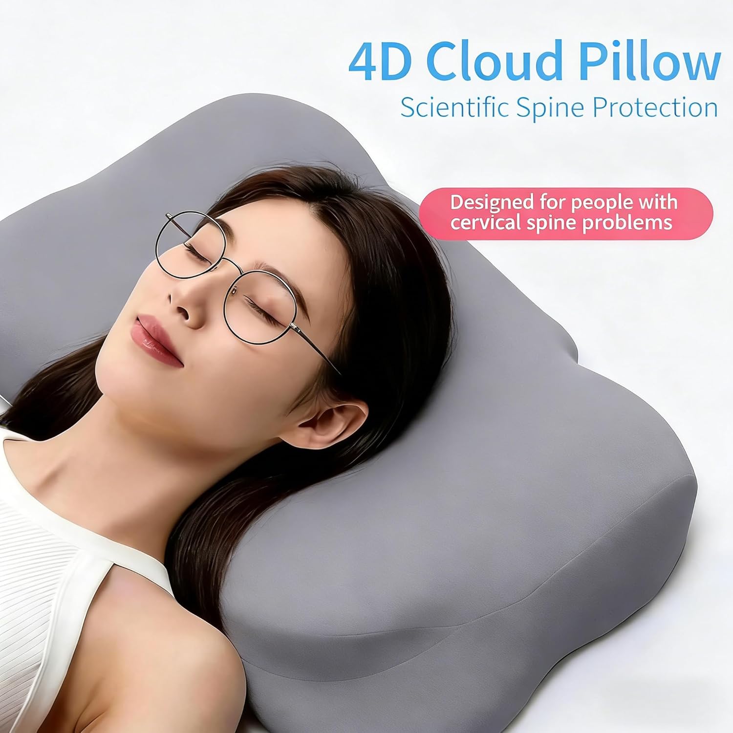 Mellow Cloud Align Pillow for Side Sleepers - Ergonomic Cervical Memory Foam Bed Pillow for Neck Pain Relief, Spinal Support & Adjustable Loft - Mellow Sleep Pillow with Cooling Cover (White)