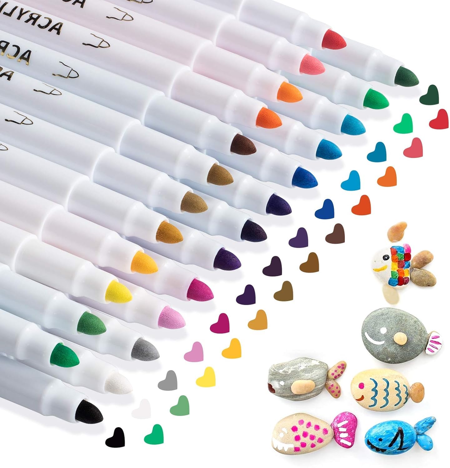Parssufy 24 Colors Acrylic Paint Art Marker Pen Set, Premium Acrylic Paint Pens for Wood, Canvas, Stone, Rock Painting, Glass, Ceramic Surfaces, DIY Crafts Making Art Supplies