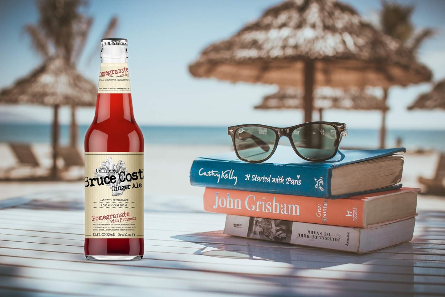 Bruce Cost Unfiltered Ginger Ale - Pomegranate with Hibiscus - 12 oz (24 Glass Bottles)
