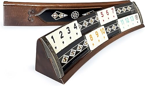 Miniatura 4 de Juego de Rummi de chapa negra natural con incrustaciones de mosaico de madera masiva elíptica hecha a mano - Juego de Rummy - Juego de Okey - Tile