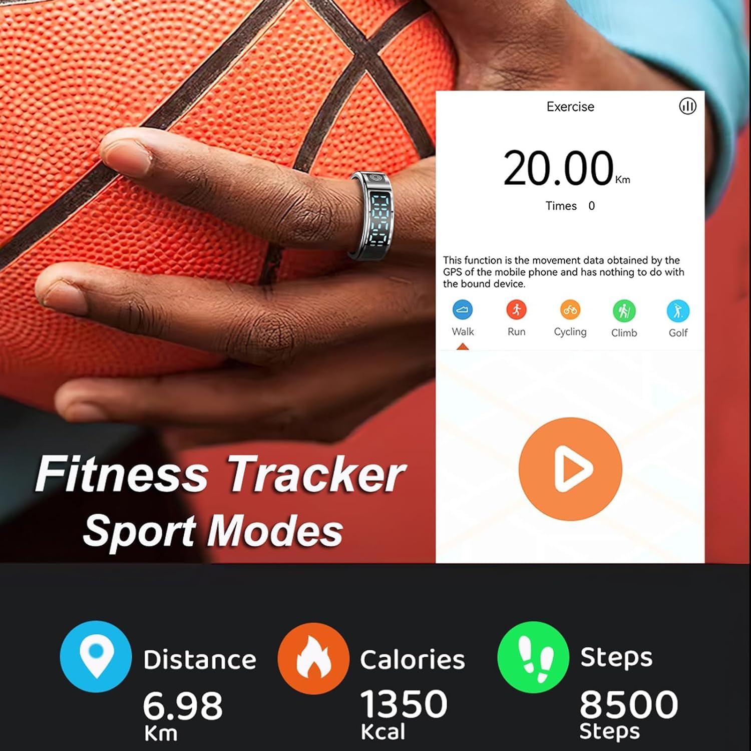 Smart Ring tracking fitness activities and sport modes