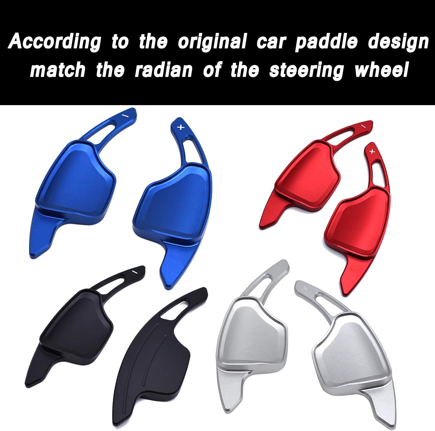 1 Pair Paddle Shifter Extensions for Cadillac, Aluminum Metal Steering Wheel Paddle Shifter for XT4/CT4/CX5/XT6 Steering Wheel Paddle Shifter Extension Cover(Color:Blue)