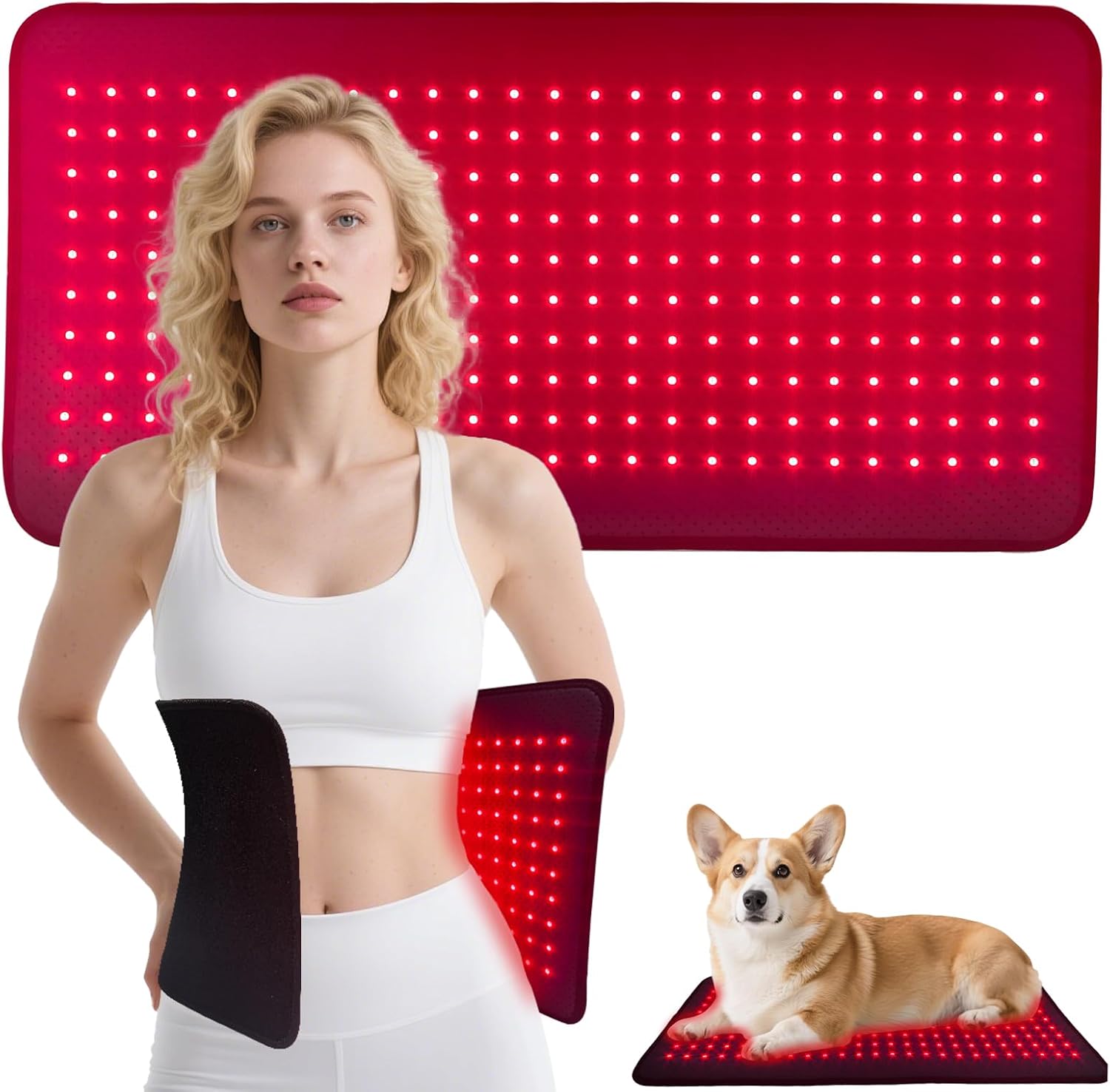 Infrared Red Light Therapy, 24’’ x 12’’Large Red Light Therapy Mat with Timer Remote Control, 660nm&850nm NIR Deep Wavelength Blanket Pad for Back Belly Knee Body Pain Relief (with Elastic Strap)