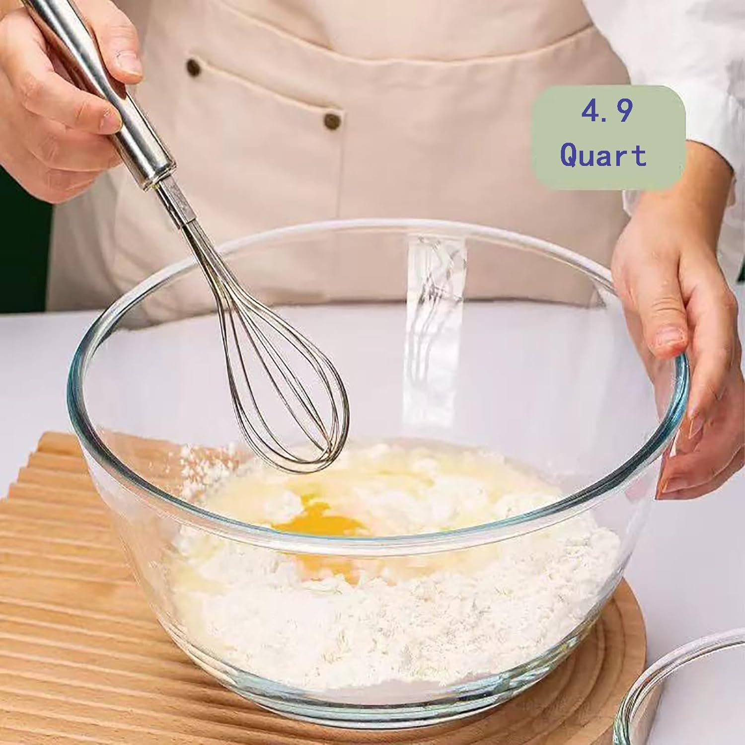 OZY Large Glass Bowl for Sourdough Bread Making,4.9 Quart Glass Mixing Bowl for Sourdough Bread with Lid,Large Glas Salad Bowl,Kitchen Salad Bread Storage - Image 4