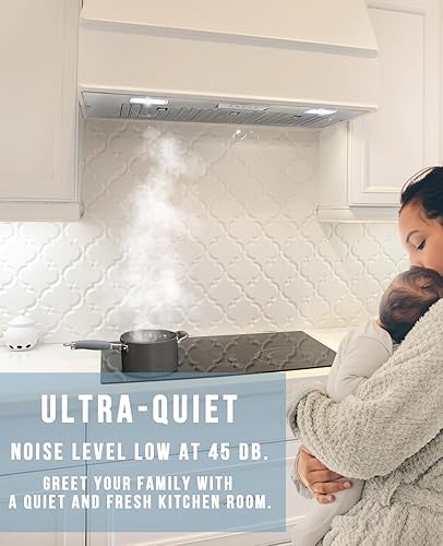 Miniatura 3 de Akicon Inserto de campana extractora de 36 pulgadas, inserto de conducto de acero inoxidable ultra silenciosocampana de ventilación de cocina