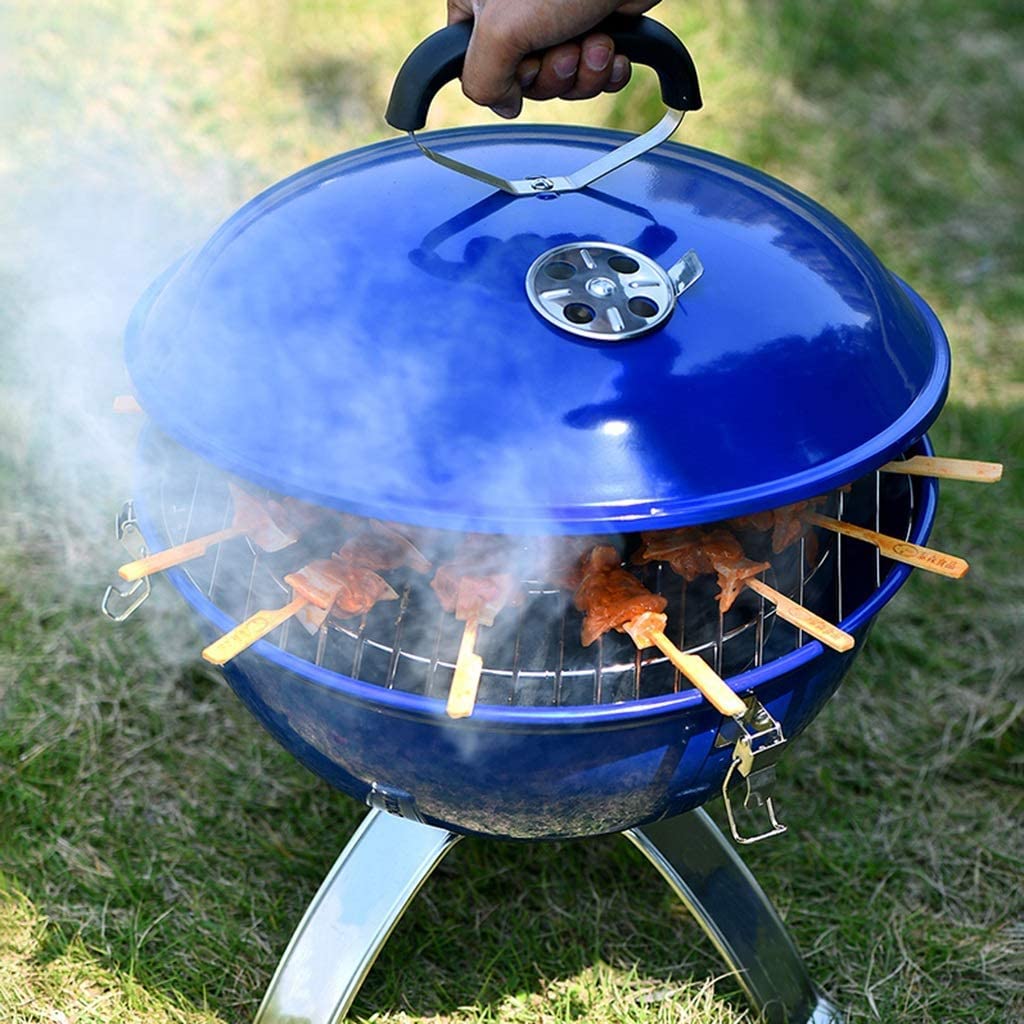Przenośny grill na węgiel drzewny - stal nierdzewna z emaliowaną powłoką na piknik i kemping - kompaktowy, lekki czarny sprzęt do gotowania na świeżym powietrzu