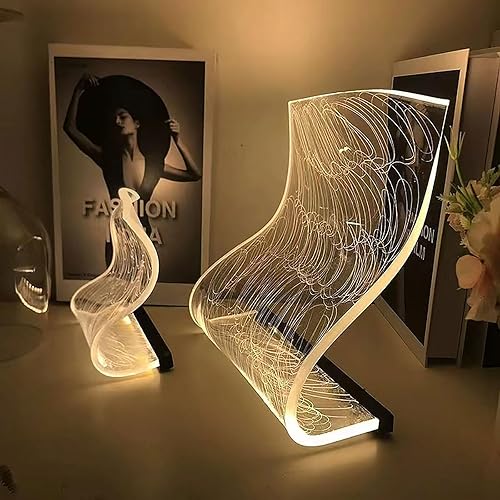 Miniatura 2 de Huazzzyi Lámpara de ambiente curvada creativa Cool Night Light Decoración futurista Luz de ondulación de agua Futurista Único Led Iluminación de