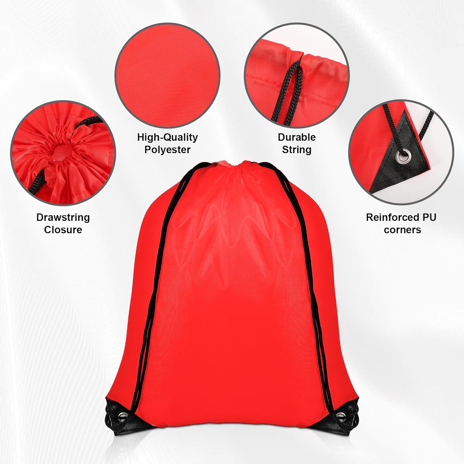 20 Piece Drawstring Backpack Bulk,String Backpack Drawstring Bags,Draw String Backpack,Cinch Bag Sackpack for Men Women Gym Sports Travel Swimming Beach(Black+Red) - Image 3