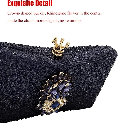 Miniatura 4 de HUANG ZHUANG Bolso de noche con diamantes de imitación y purpurina para mujer, bolso de noche para fiesta, boda, lindo bolso