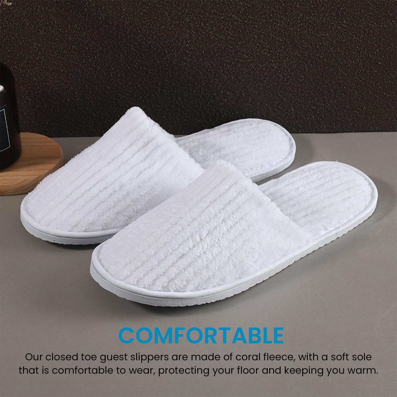 Pantofole per ospiti e hotel, 6 paia spugna antiscivolo, tessuto corallo, 28x11 cm, Rosa
