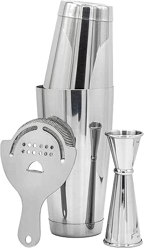Professional Cocktail Shaker Set Bartending Kit: Weighted Boston Shaker Tins,