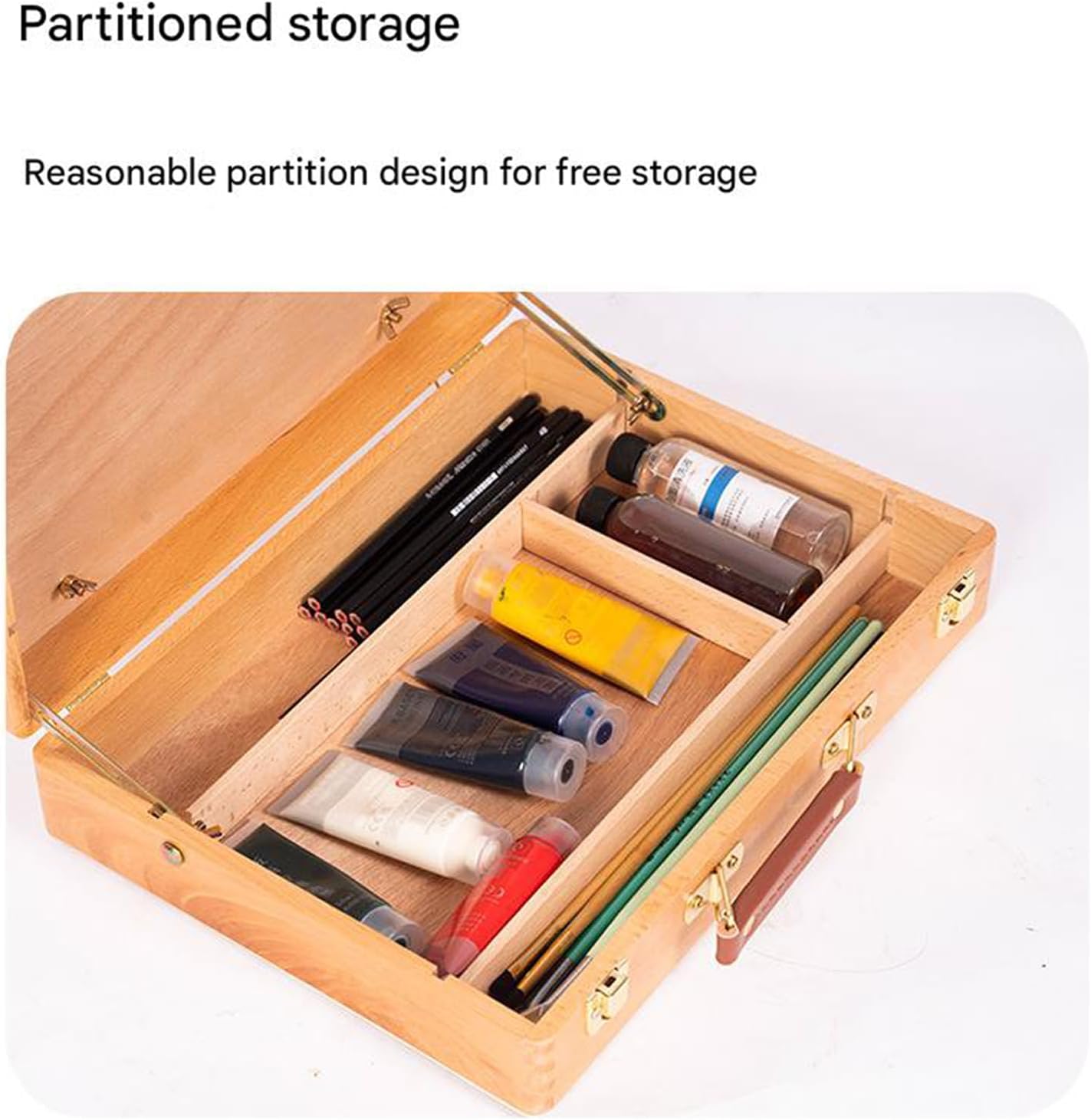 Adjustable Sketching Easel Foldable Design Multiple Compartments Indoor Outdoor Wooden Sketch Box