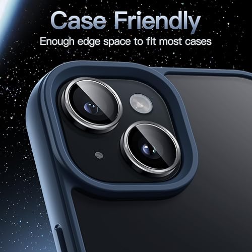 Miniatura 7 de JETech Protector de lente de cámara para iPhone 15 de 6.1 pulgadas y iPhone 15 Plus de 6.7 pulgadas, cubierta de anillo individual de metal de