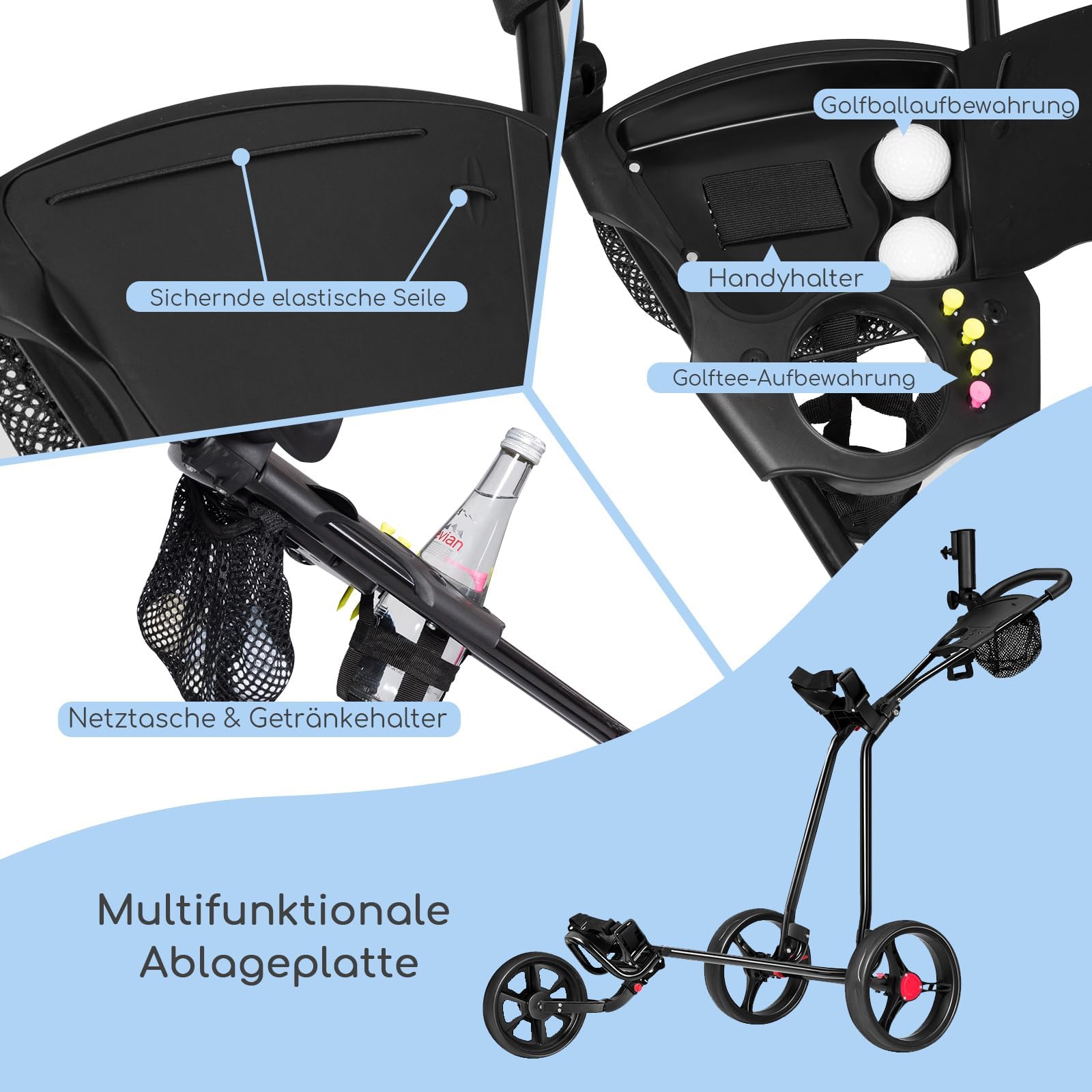FANTASK Unisex – Erwachsene Golftrolley, Schwarz, 91 5 X 60 X 129 5 cm L X B X H EU