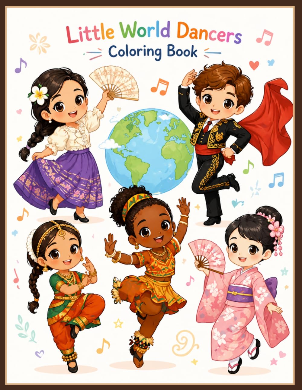 Little World Dancers Coloring Book: Explore Cultures Through Dance and Creativity | Cute International Dance Coloring Pages for Kids Ages 4–8