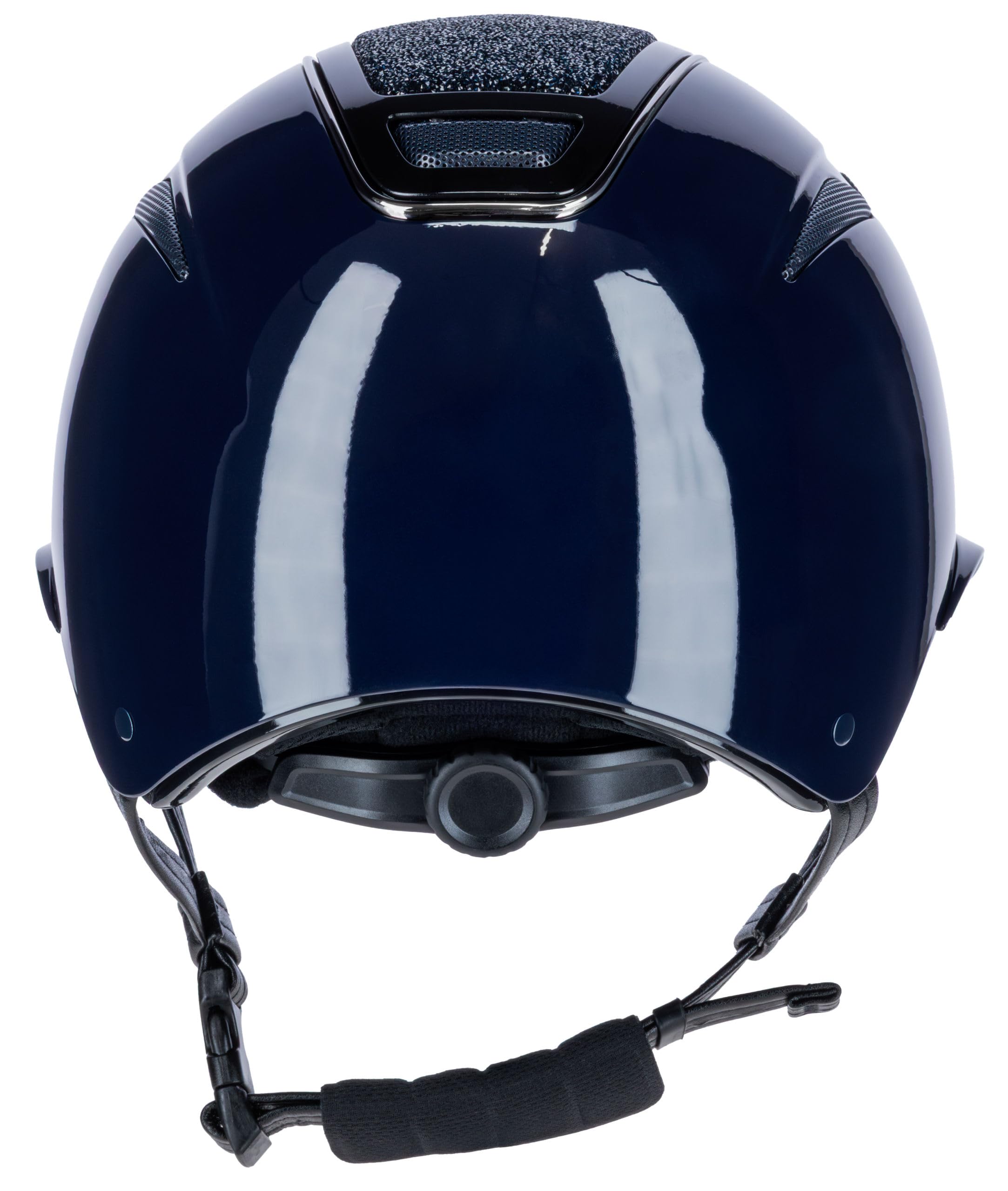Covalliero Elite Polo - Casco de equitación para mujer, color azul lacado, circunferencia de la cabeza 56-58 cm, antigolpes, con visera de polo, con sistema de disco, color azul