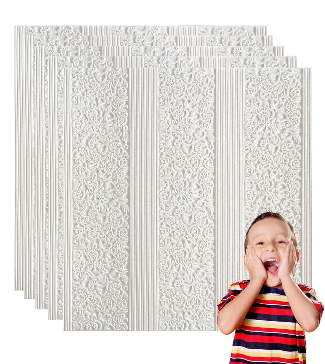 Pannelli per Pareti in Mattoni in Finta Schiuma Rivestimento Parete da 10 Pezzi Pannello Decorativo Parete 27,5X27,5 Pollici Mattone Bianco Piastrelle Adesive Muro
