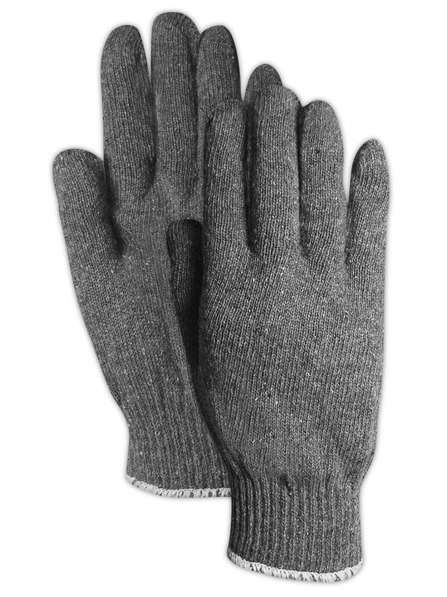 MAGID G14181KWOE Men's High-Density Knit Cotton/Polyester Safety Work Gloves, Grey, 12 Pairs - Durable Protection