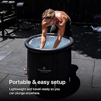 The Pod Company Ice Pod Pro Cold Plunge Tub, 110 Gallon (420L) Inflatable Ice Bath for Adults, Fits Up to 6'7, Insulated, Chiller Compatible, BPA-Free, UV-Resistant Nylon, Dual Drain Hoses