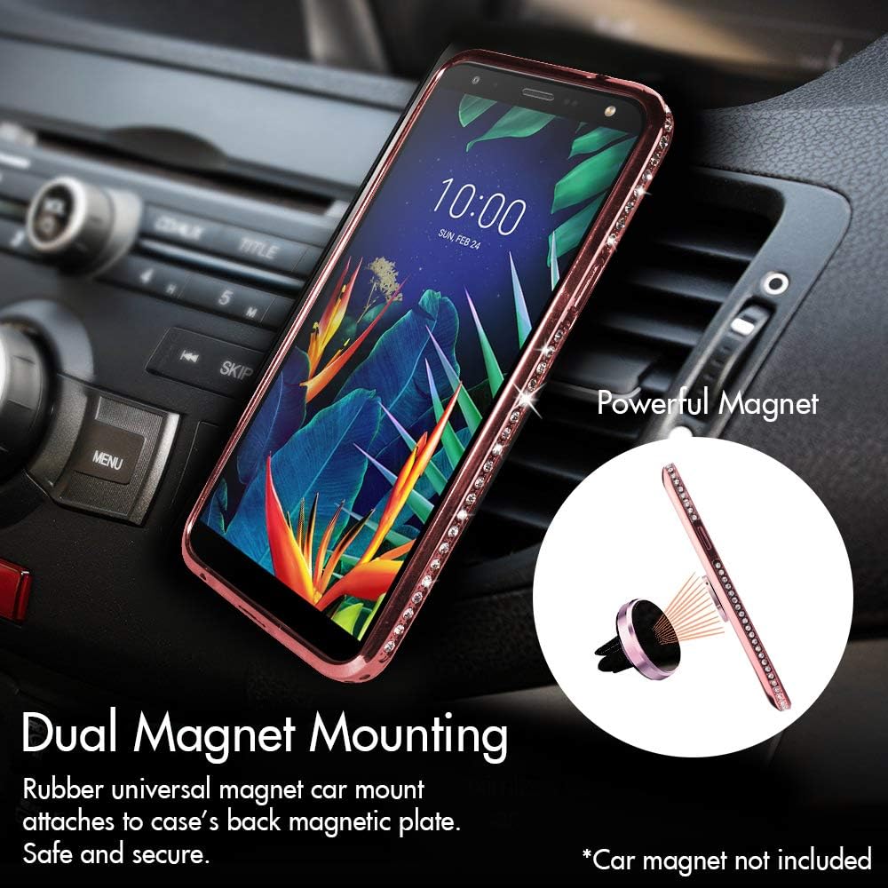 Silverback Compatible for LG K40 Case, LG K12 Plus Case, LG X4 2019 Case, Moving Liquid Holographic Sparkle Glitter Case with Kickstand, Bling Diamond Slim Protective Cases for LG K40 -RD