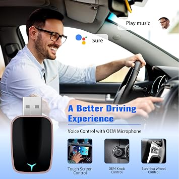 CAMECHO 2-in-1 Wireless CarPlay Android Auto Car Adapter, Wireless Apple Car Play Android Auto Dongle, CarPlay Adapter Converts Factory Wired to Wireless, Plug & Play, Fast Connect No Delay