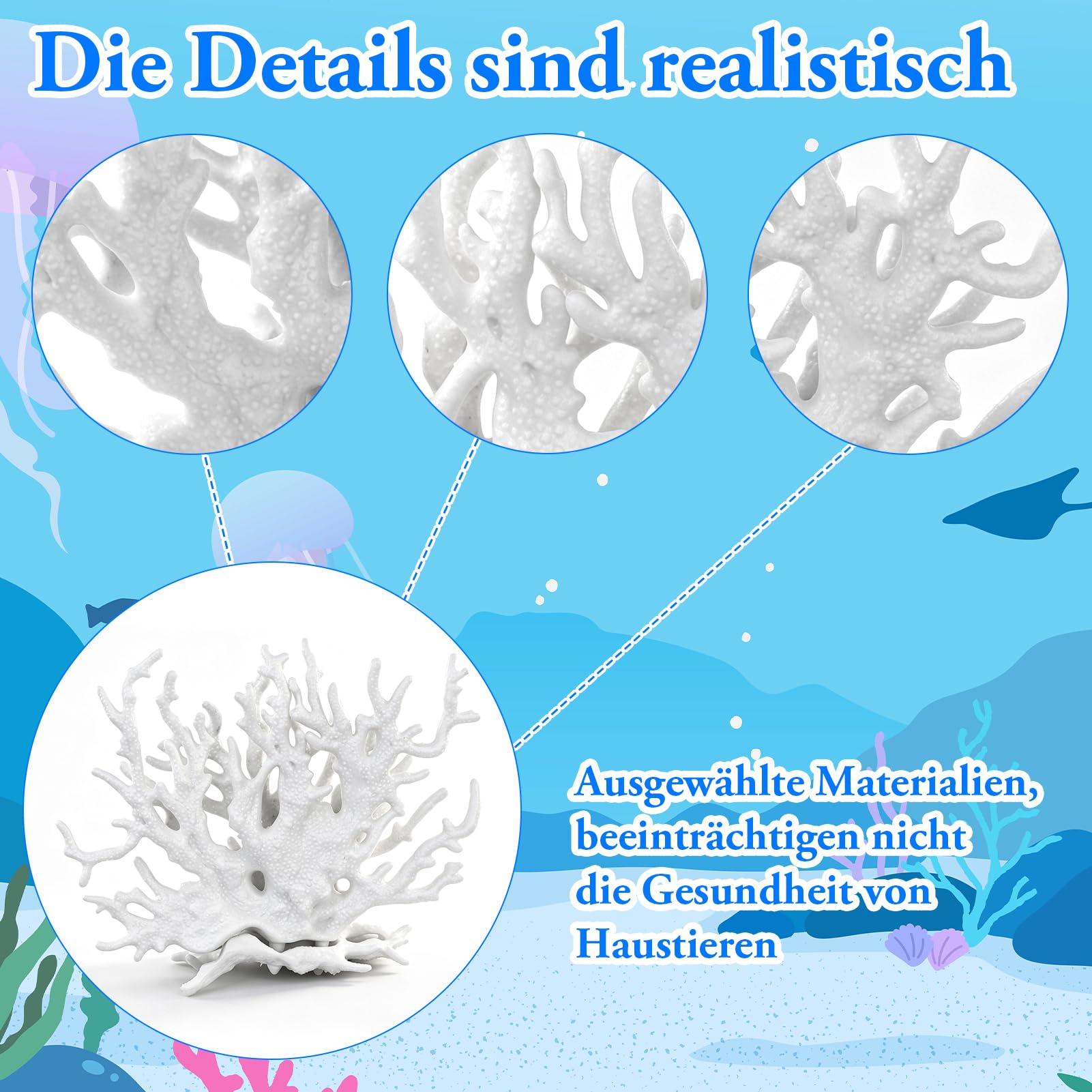 1 decorazione per acquario, corallo finto di gamberetti, acquario e pianta d'acquario, adatto per acquari di piccole e medie dimensioni (bianco)