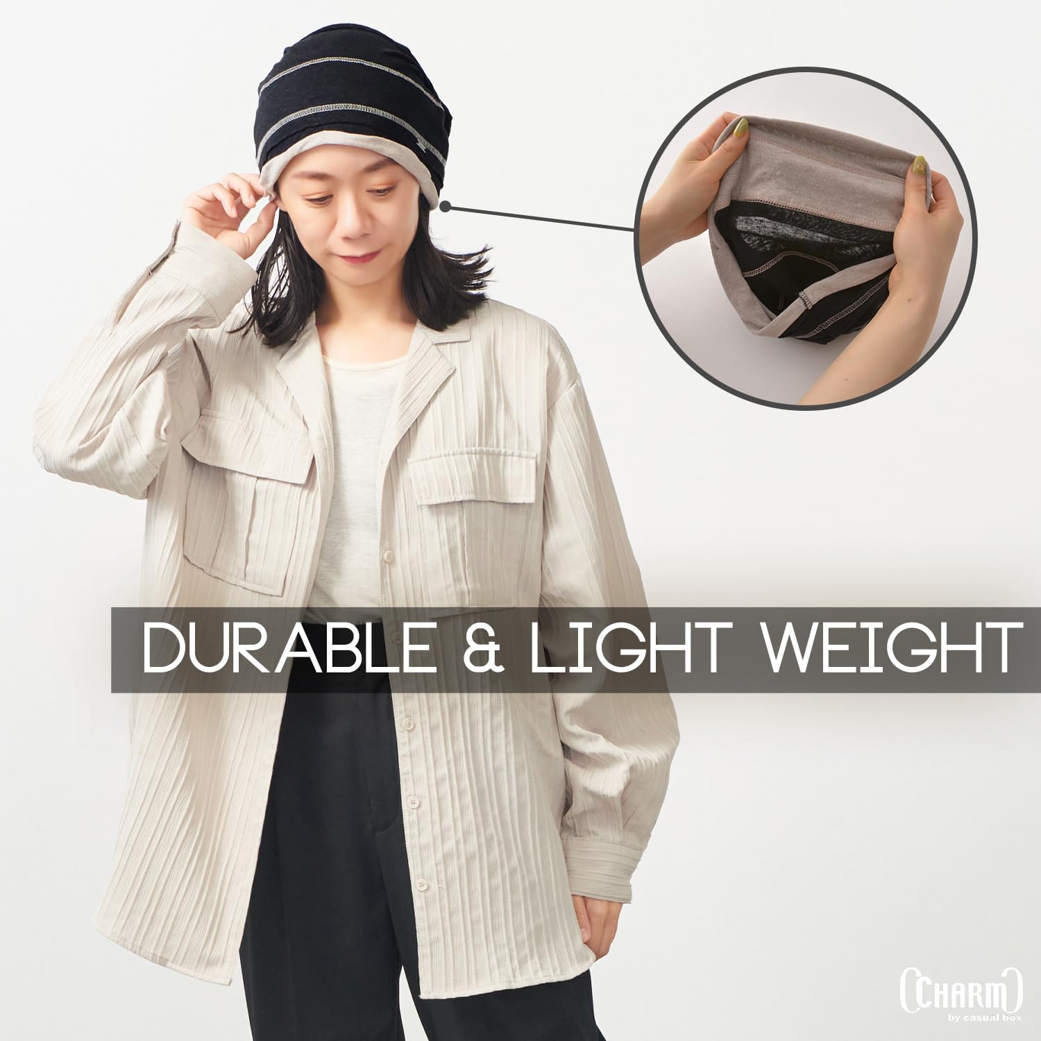 CHARM Männer Rein Leinen Beanie Hut - Frauen Leichte Sommer Mütze Natürlich Stoff Strickmütze