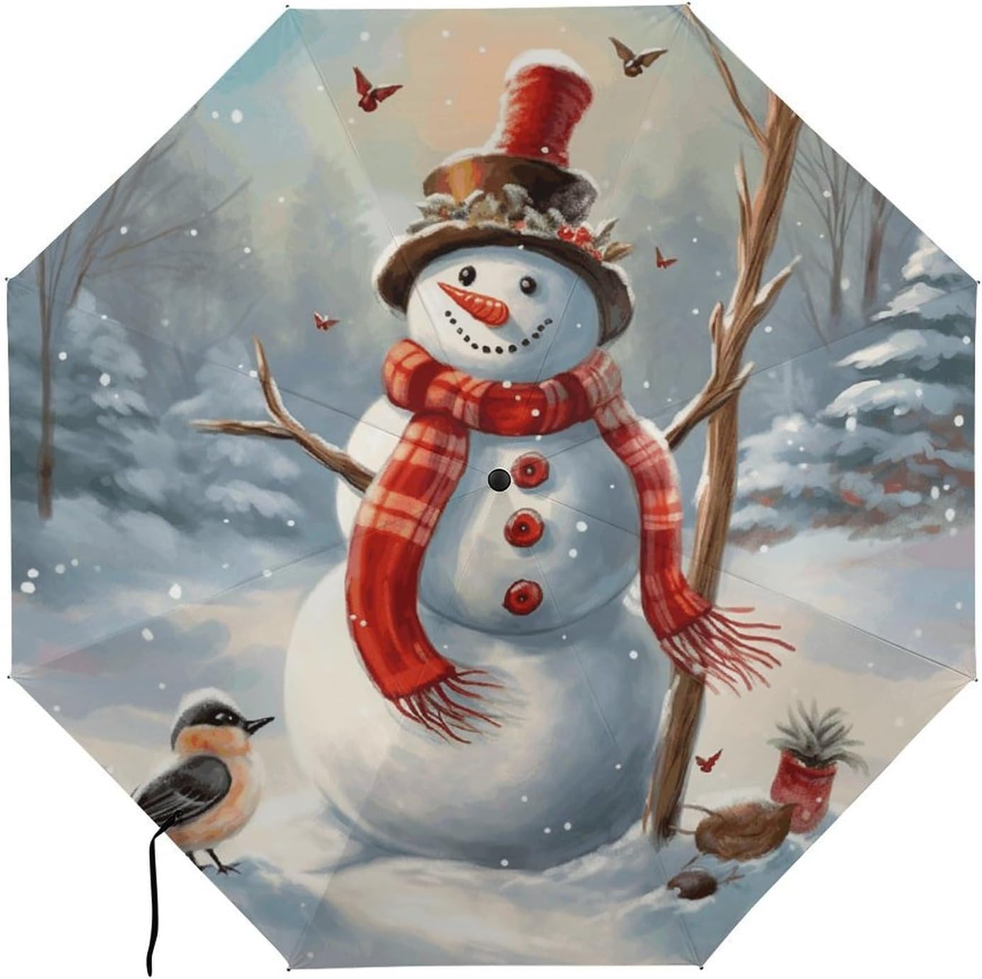 Snowman Christmas Umbrella Extra Large Folding, Travel Umbrella Windproof, Compact, Golf Umbrella With Unique Patterns, Fashionable And Beautiful for Men And Women.