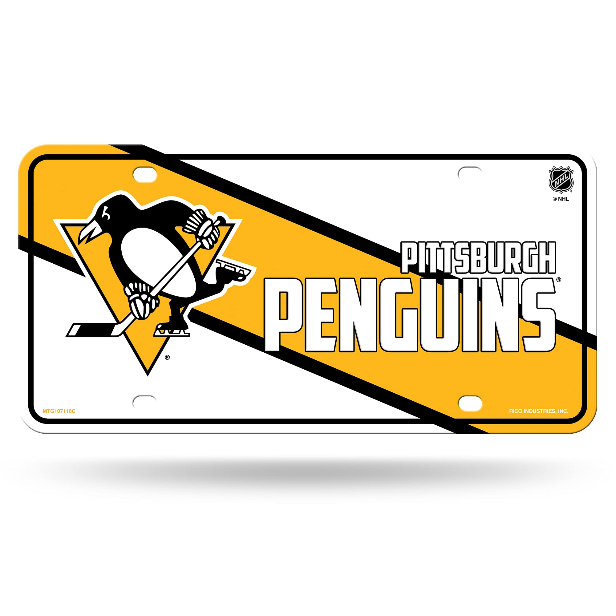 Rico Industries NHL Hockey Pittsburgh Penguins Retro Metal Tag