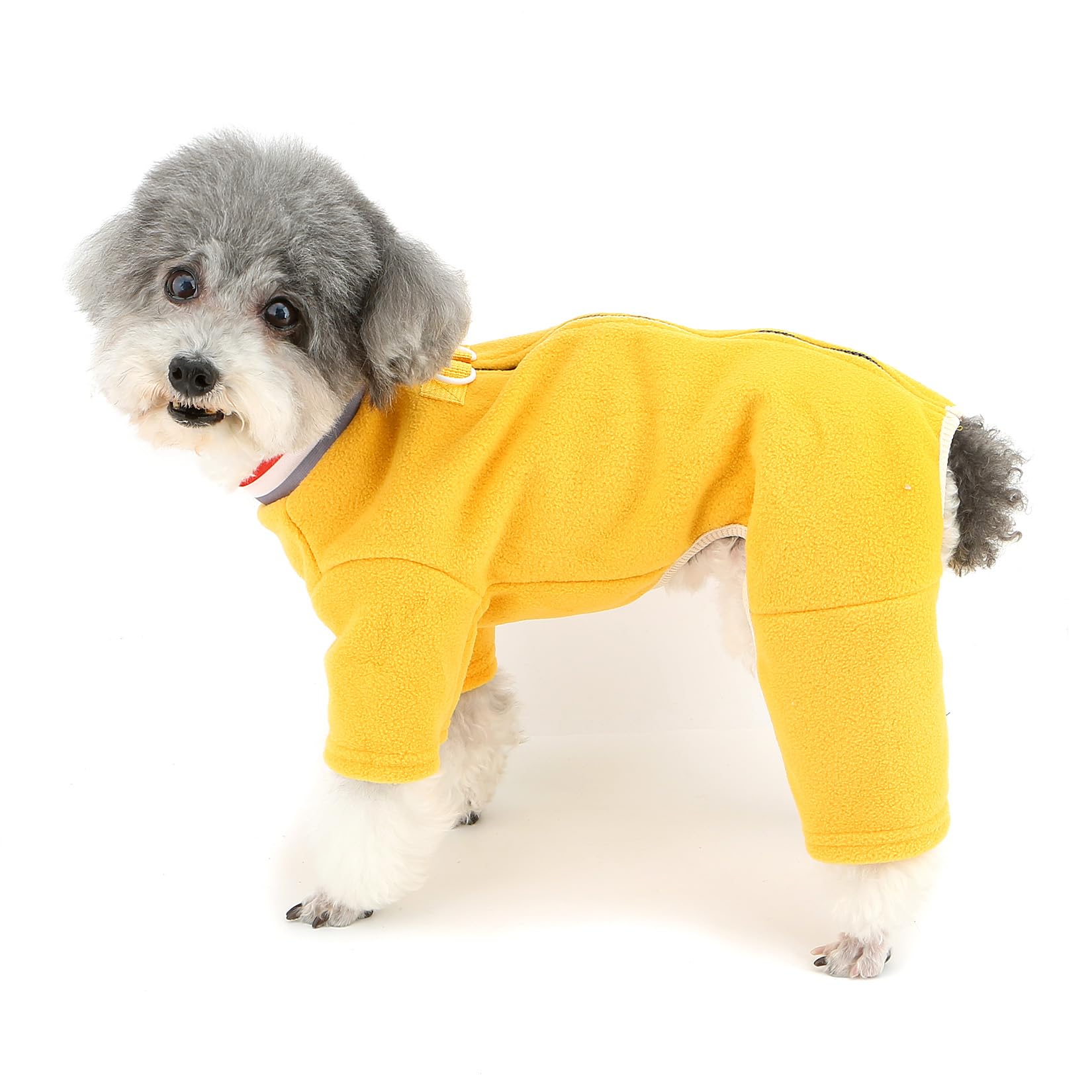 Zunea Zipper Dog Jumpsuit for Small Dogs Winter Warm Fleece Puppy Sweater Outfits with D-Ring Cold Weather Soft Pyjamas Jumpers 4-Legged Chihuahua Yorkie Clothes Pet Apparel Yellow S