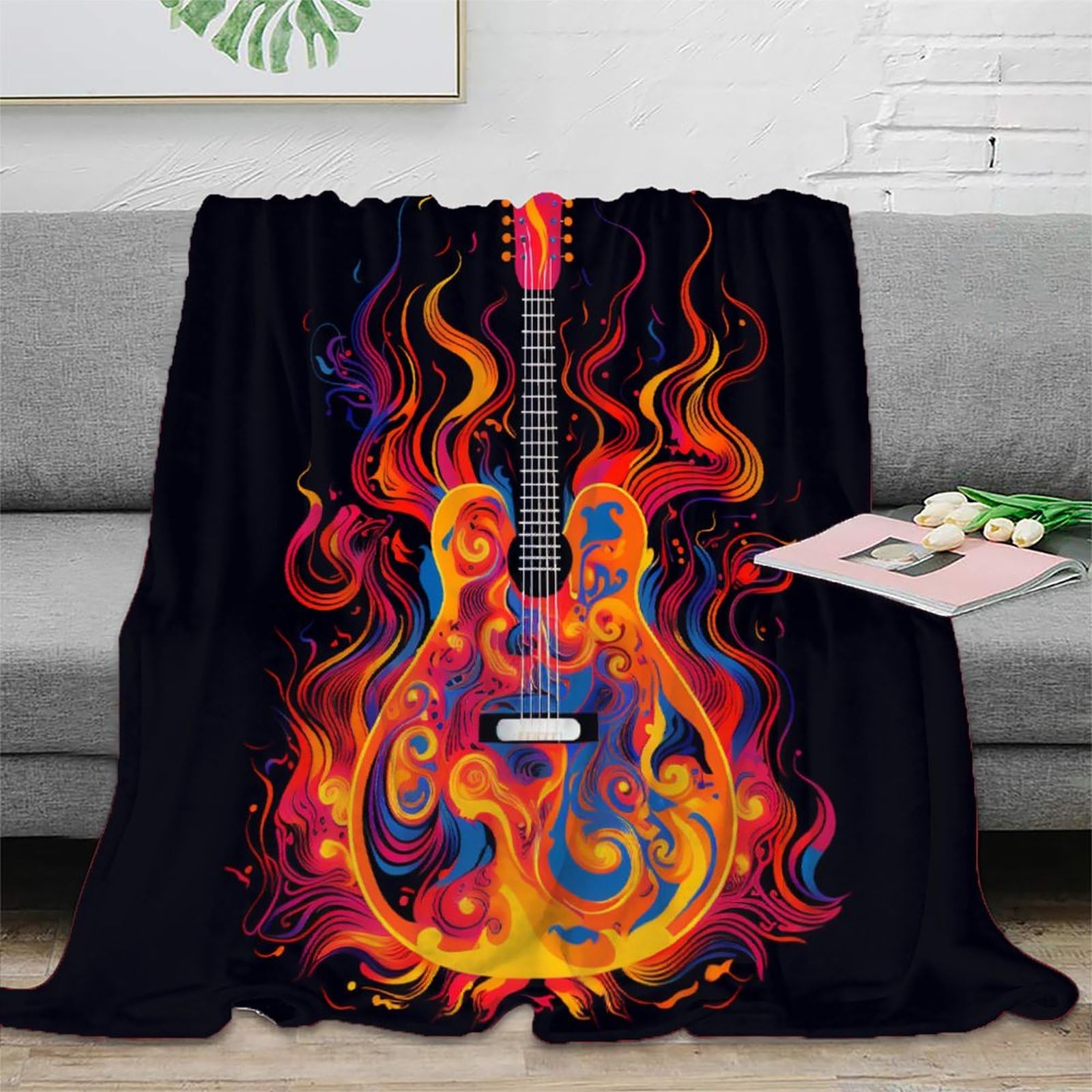 Couverture guitare flanelle 3D cadeau de Noël idéal pour ados