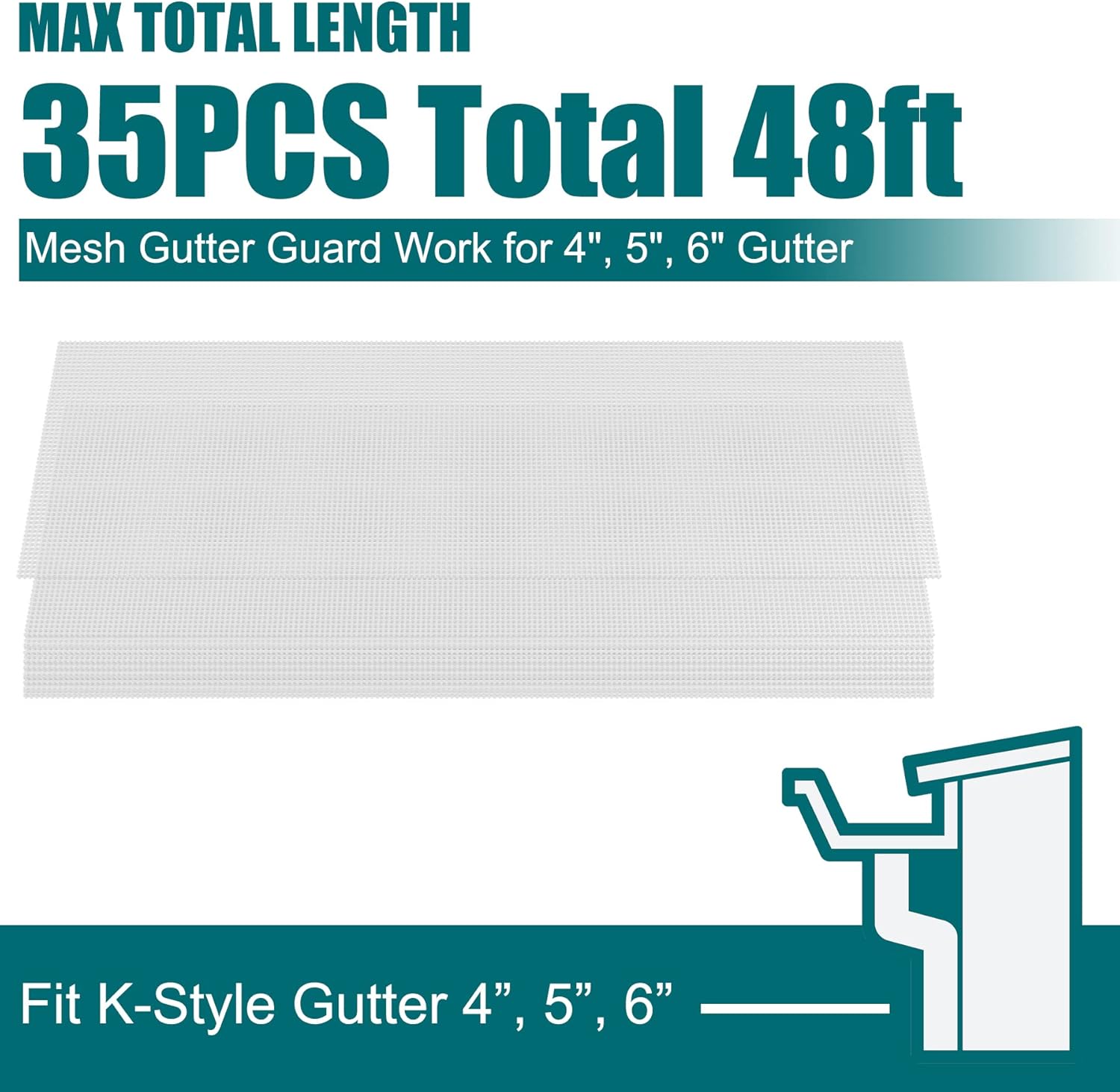 Daisypower Gutter Guards,4", 5", 6" Stainless Steel DIY Leaf Protection,Micro-Mesh Gutter Cover System fits Any roof or Gutter Type,Anti-Leaf,Prevents Roof Clogged Downspouts,48ft (White)