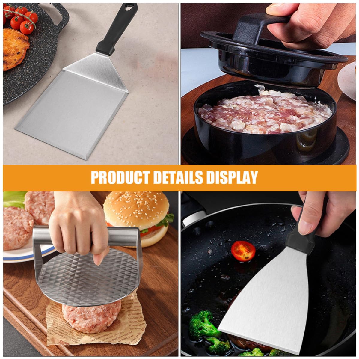 Set de Herramientas de Parrilla de Acero Inoxidable para Hamburguesas