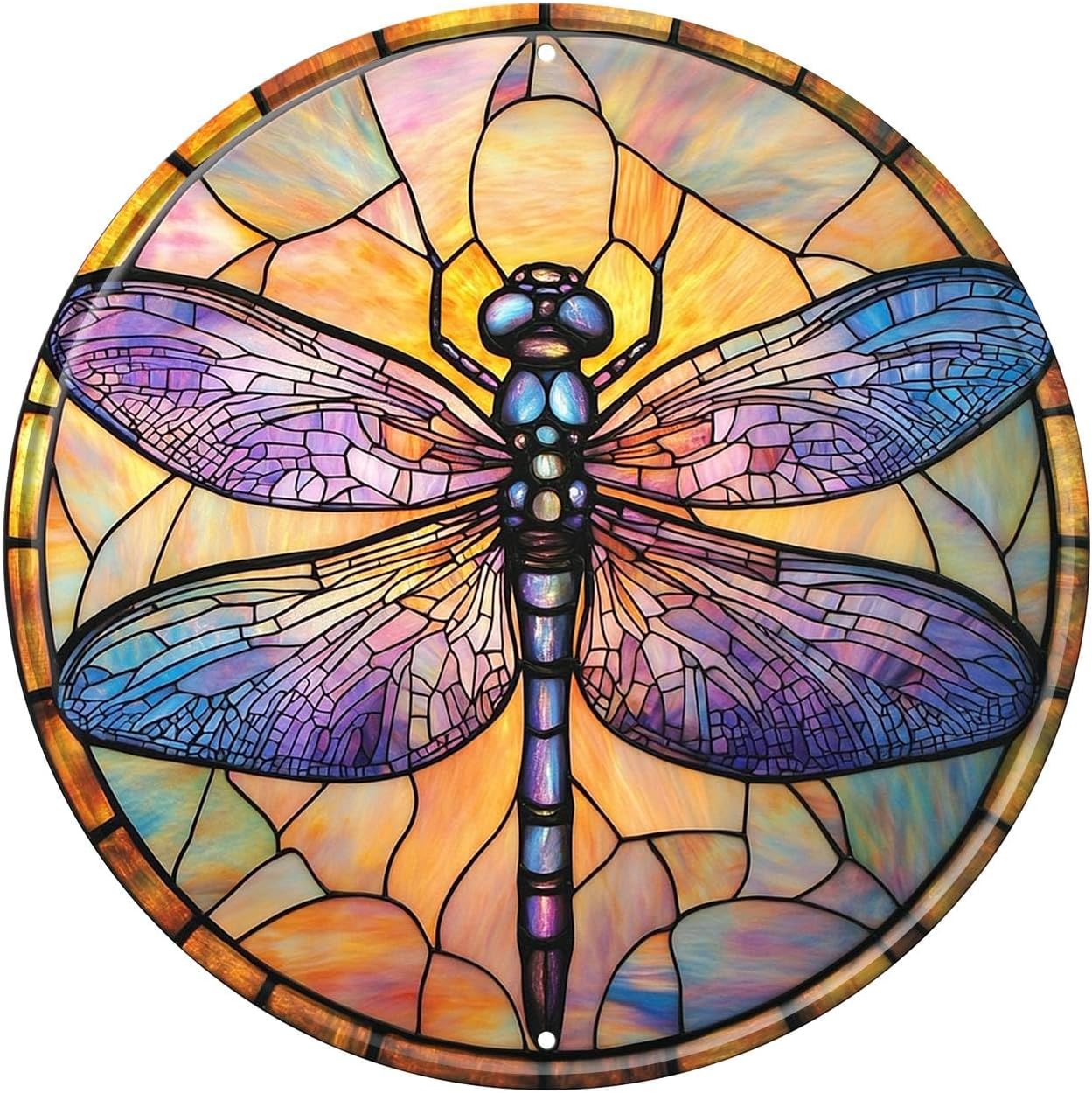 Round Metal Signs Dragonfly Wreath Sign Outdoor Wall Decor 8x8inch
