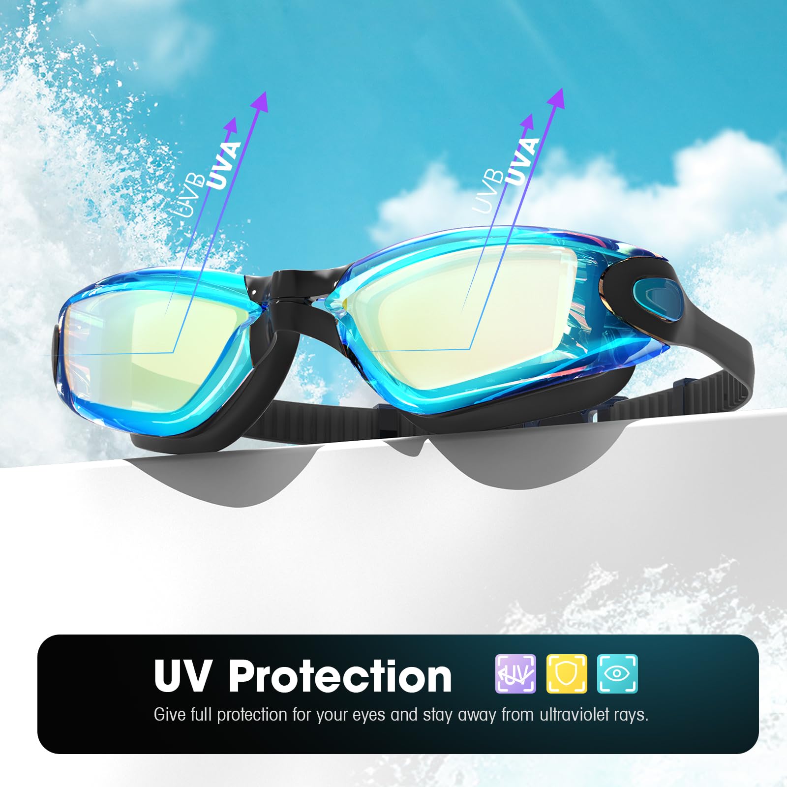 Braylin Swim Goggles, 2-Pack Swimming Goggles, Anti Fog, No Leaking For Adult Women Men Youth