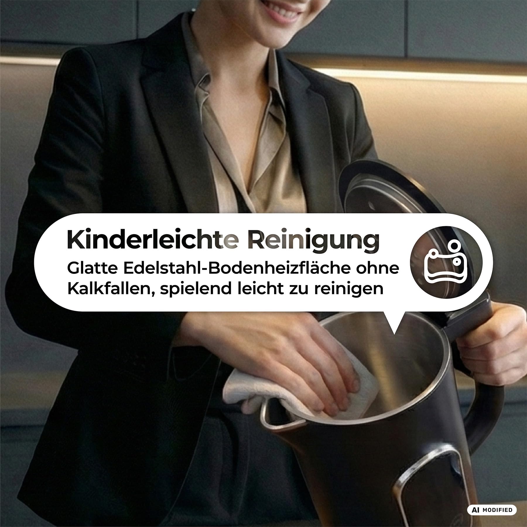 aeco AQA ELITE elektrischer Wasserkocher Edelstahl schwarz-matt mit Temperatureinstellung Tee-Kocher Teebereiter electric kettle tea-maker | 1,5 Liter, 2200 Watt, BPA-frei, Kalk-Filter, Cool-Touch
