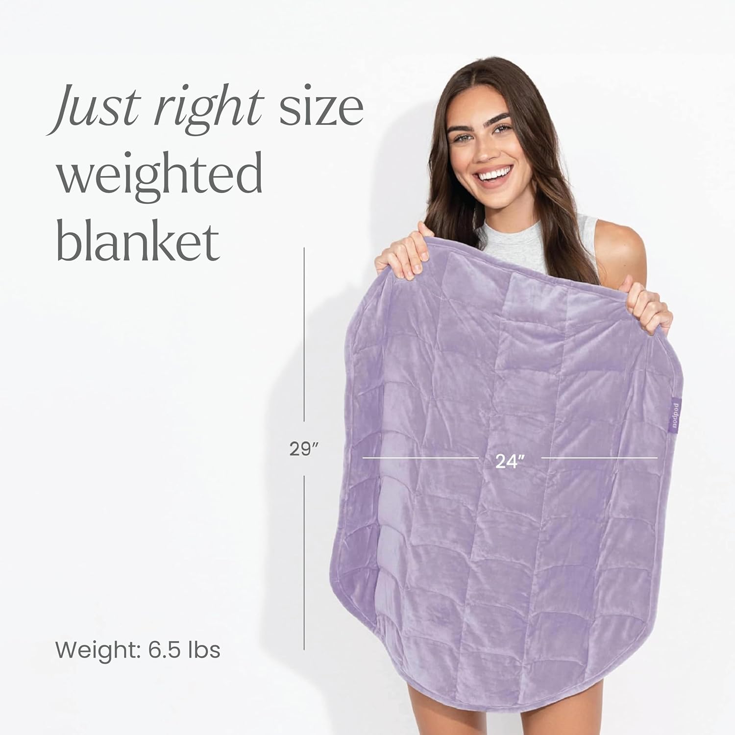 nodpod Body 6.5lb Patented Compact Weighted Blanket I Perfect for Relaxation, Sleeping & Travel l I Glass Bead Filled, Machine Washable (29" x 24") - Wisteria - Image 2
