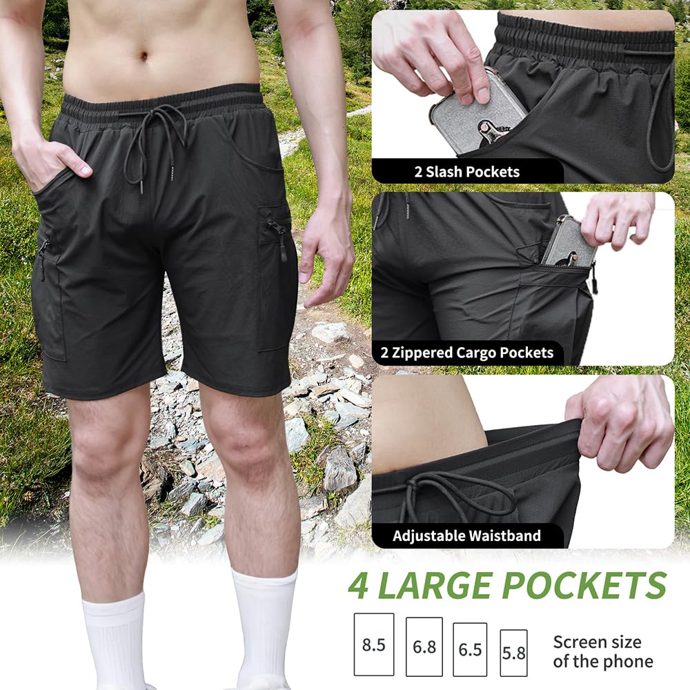 Uomo Pantaloncini Da Ciclismo Con Gel 4D, Elasticizzati Pantaloncini MTB Asciugatura Rapida Pantaloni Mountain Bike Leggeri Pantaloncino Cargo Vestibilità Ampia Pantaloncino Lavoro