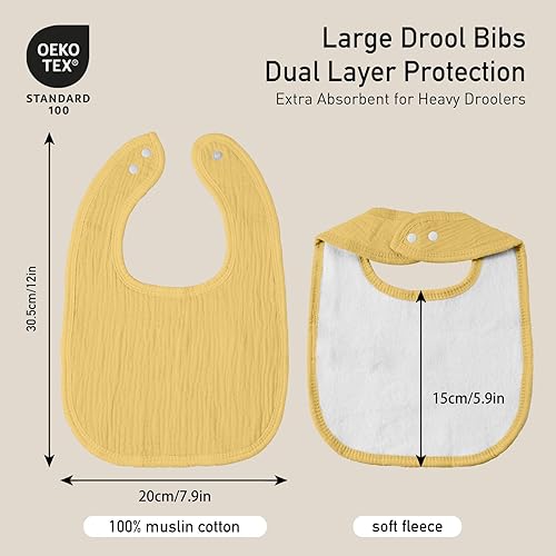 Miniatura 3 de GLLQUEN BABY Paquete de 8 baberos de muselina para niños y niñas, baberos ajustables para babear y dentición, babero bandana de algodón suave para