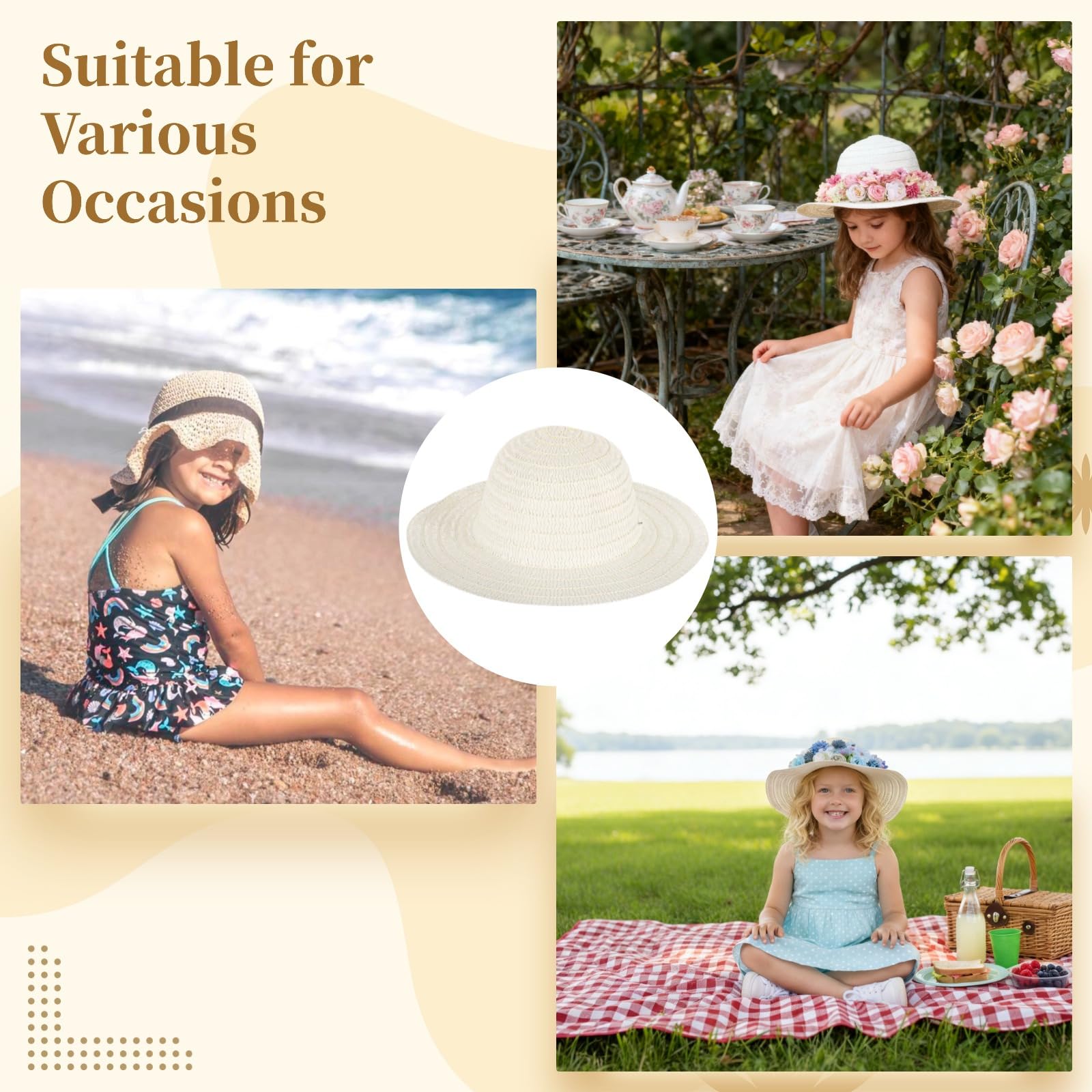 Kit de 70 sombreros de paja para bricolaje, sombreros de sol en blanco pintables con 60 flores sintéticas, sombreros de fiesta de té, kit de manualidades para viajes a la playa, camping
