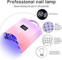 Vista 7 de M - Lámpara de curado de uñas inalámbrica y recargable NEO de 78 W con temporizador de visualización de tiempo LCD, sensor automático e