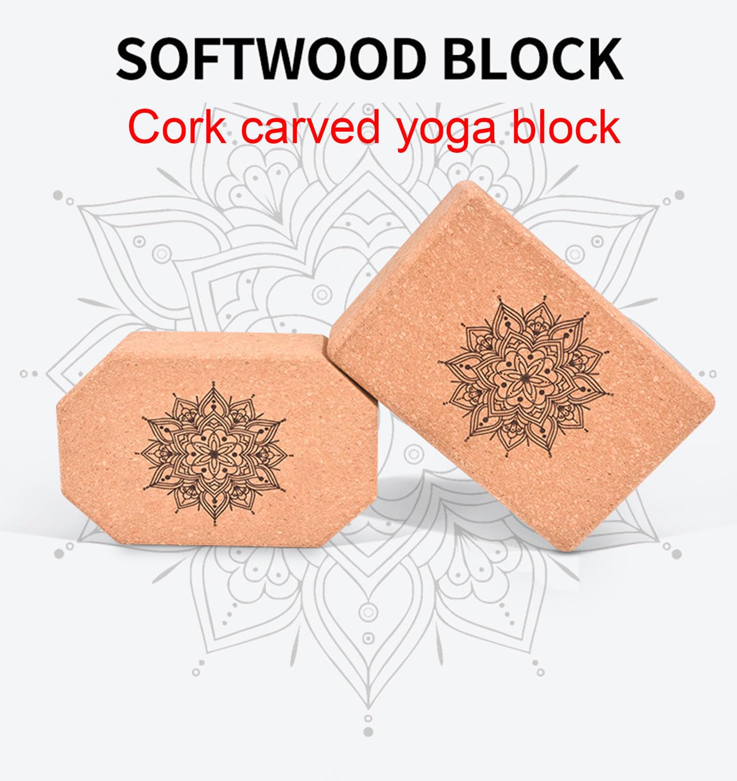 VIDECOR Yoga-Block-Kork-Set, Rutschfester Naturstein für Kraft, Flexibilität, Körperbalance, Leicht zu Greifende Oberfläche für Stabilität, Pilates, Fitnessübungen, Vertiefen von Posen,