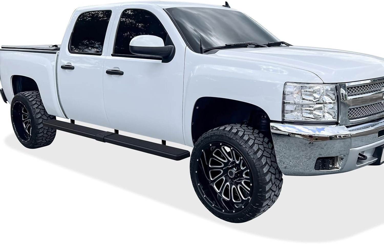 Tuxtreme Wheel to Wheel Running Boards 6in Compatible with Chevy Silverado GMC Sierra 1500 2001-2013 Crew Cab 5.6ft Bed & 2500 3500 2001-2014 (Nerf Bars Side Steps Side Bars)