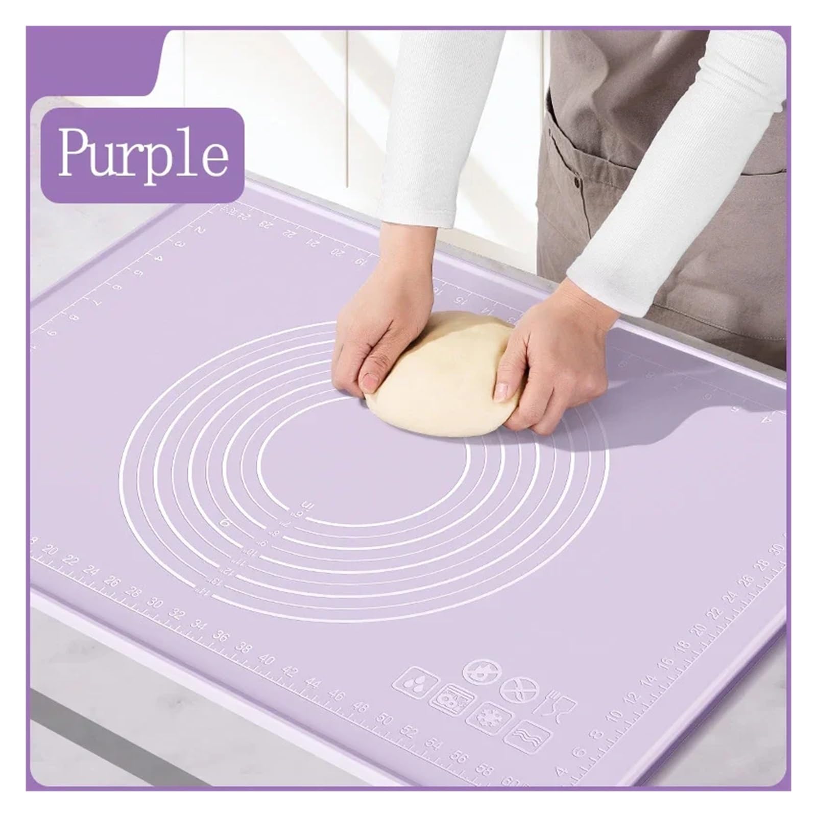Tapete de silicona antiadherente grueso for repostería, almohadilla for amasar masa pizza y fideos, suministros for hornear(Purple,50x70cm)