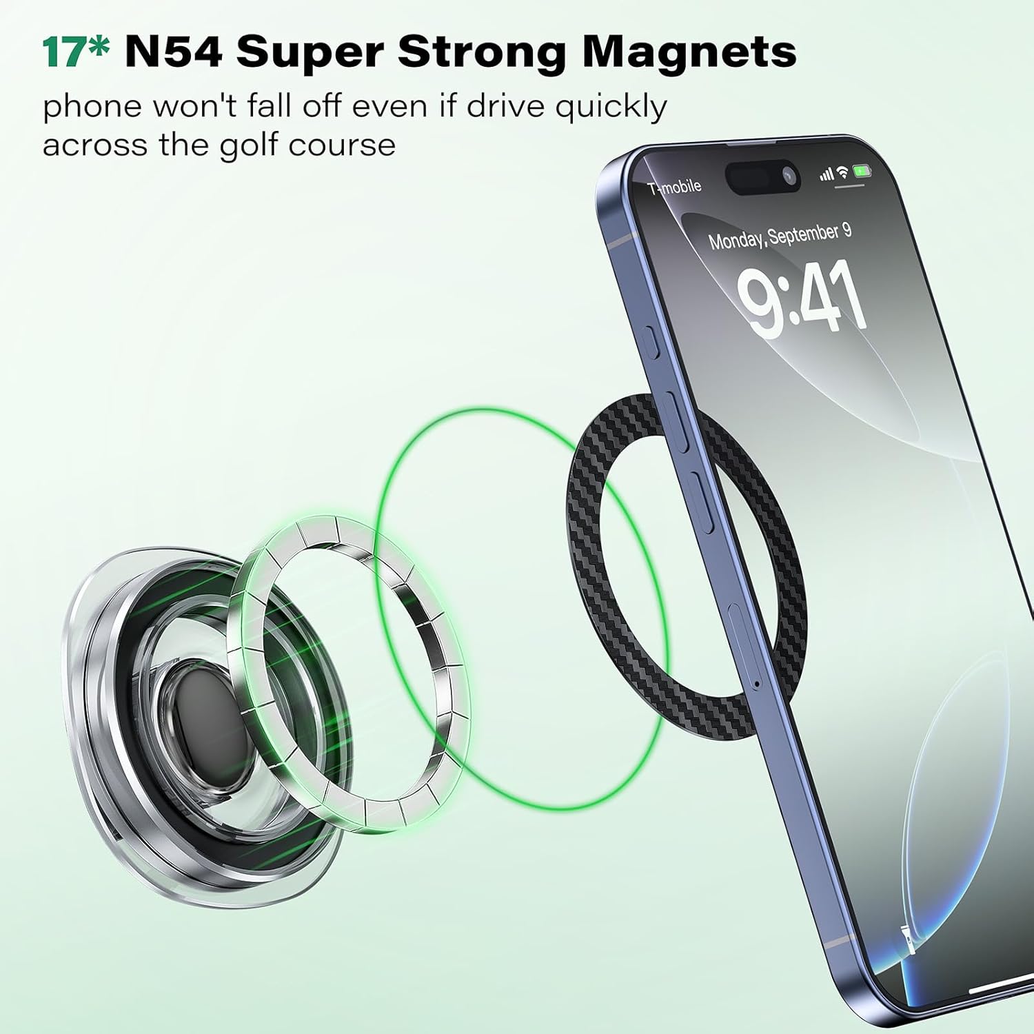 Golf Cart Phone Holder, Strong Magnetic Cup Holder Cell Phone Mount for iPhone 17 16 15 14 13 12, Golf Cart Accessories for EZGO/Club Car/Yamaha/Icon, Golfer Gifts for Men Women (MagSafe) - Image 3