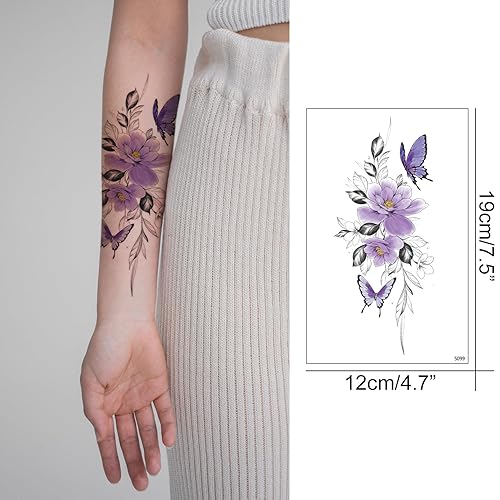 Miniatura 3 de Aresvns Flores de tatuaje temporales para mujer, 30 hojas, rosas de tatuaje falsas realistas, impermeables y duraderas, regalo del día de San
