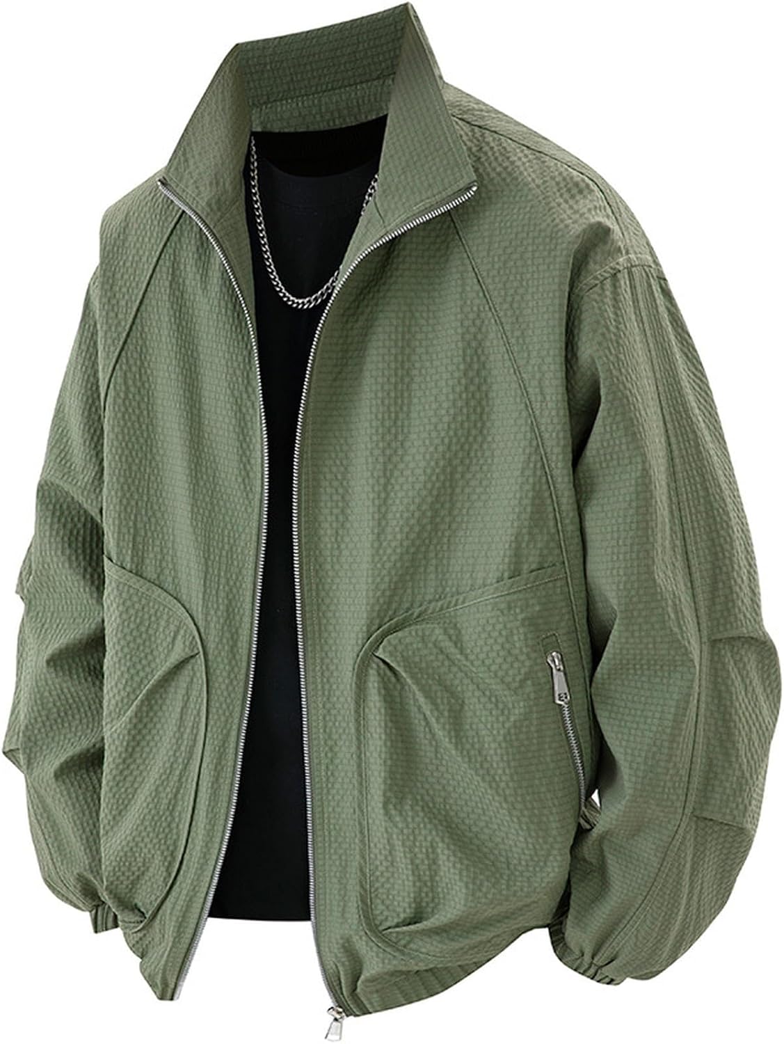 Men's Y2K Zip Up Jacket Lightweight Windbreaker Outerwear Varsity Jackets, L-4XL