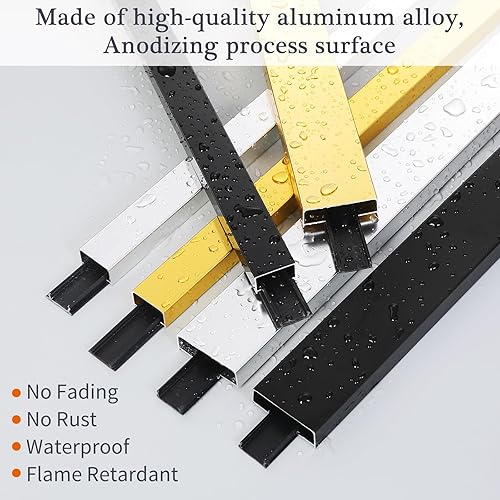 Miniatura 7 de ATNEDCVH Perfiles de decoración de tira de borde en forma de U de aleación de aluminio con base, canal de cubierta de cable de canaleta de cable de